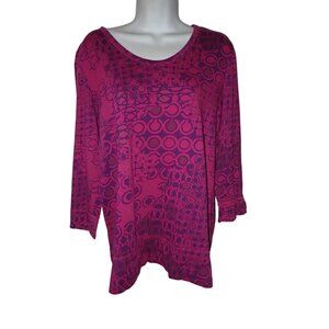 Prairie Cotton Long Sleeve Tunic Top Women S‎ Purple 3/4 sleeve Casual Boho